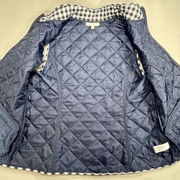 Talbots Vest Women’s L Black White Gingham Plaid Quilted Puffer Western Preppy - Picture 7 of 12
